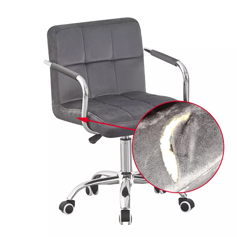 Scaun de birou, conferinte, inaltime 78-90 cm, baza si manere cromate, roti pivotante, velur gri, RESIGILAT - imagine 8